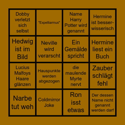 Harry Potter und die Kammer des Schreckens Bingo Card