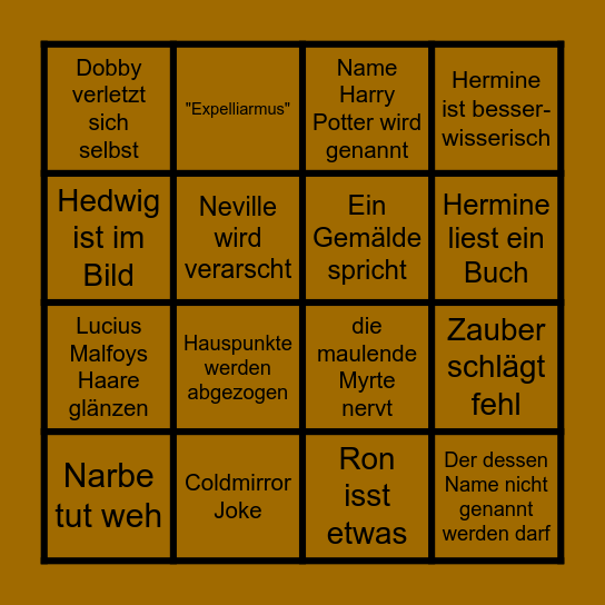 Harry Potter und die Kammer des Schreckens Bingo Card