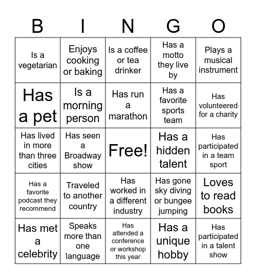 Molina Team Bingo Card