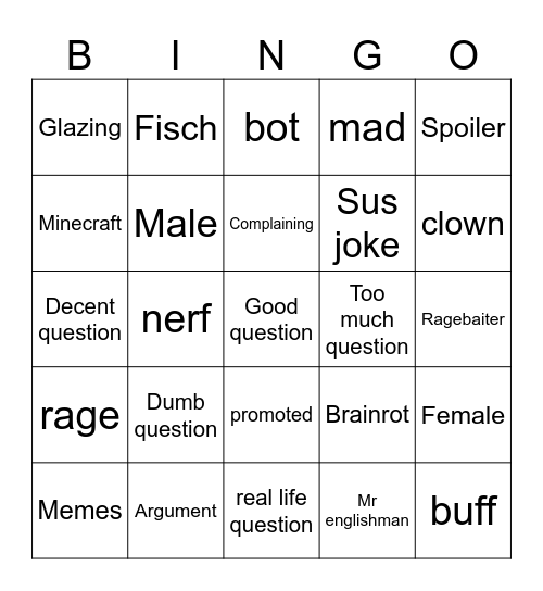 Discord Block tales Bingo Card