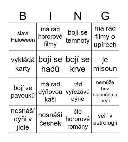 Najděte toho, kdo Bingo Card