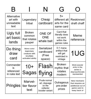 ubmtg Bingo Card
