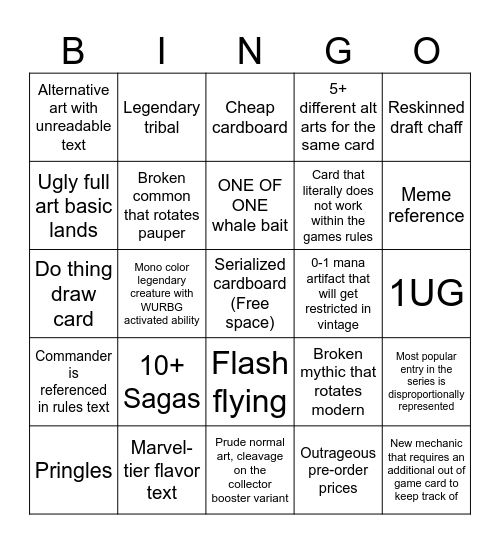 ubmtg Bingo Card