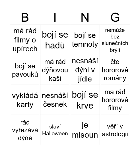 Najděte toho, kdo Bingo Card