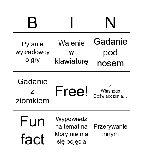 Kardaszowe Bingo v2 Bingo Card