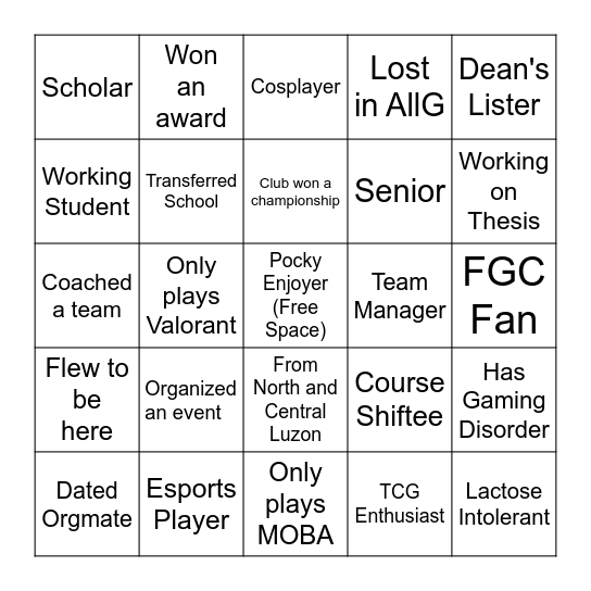 Alliance Leader Bingo Card