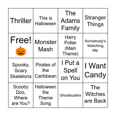 Halloween Song BINGO Card