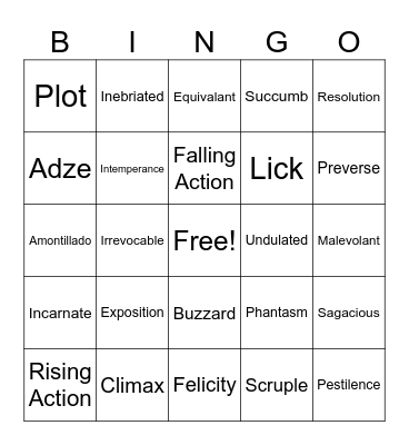 Narrative Bingo Card