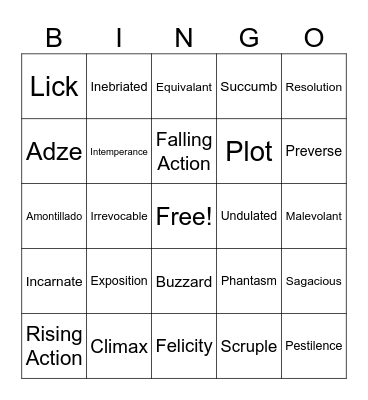 Narrative Bingo Card