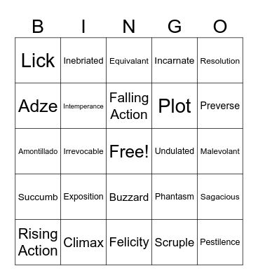 Narrative Bingo Card