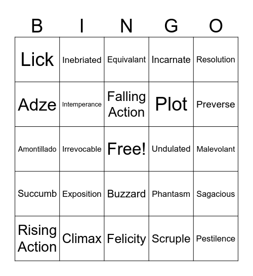 Narrative Bingo Card