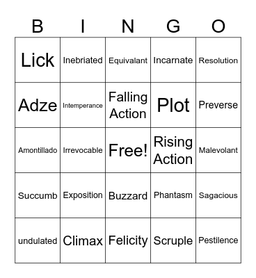Narrative Bingo Card