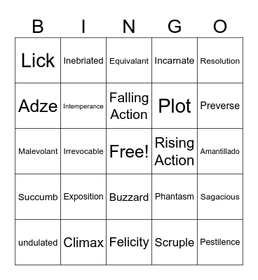 Narrative Bingo Card