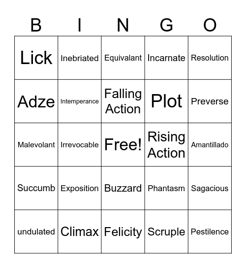 Narrative Bingo Card