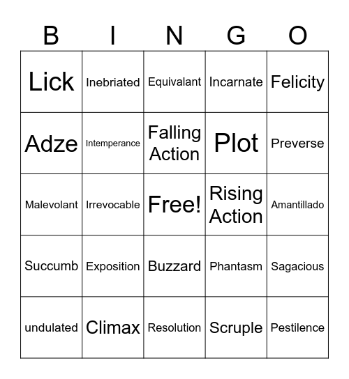 Narrative Bingo Card
