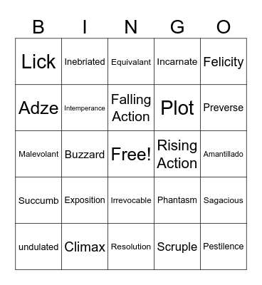 Narrative Bingo Card