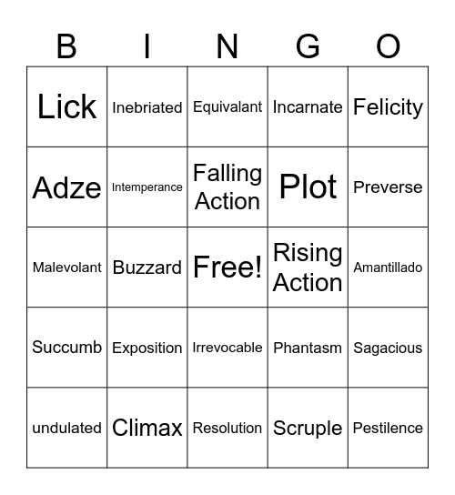 Narrative Bingo Card