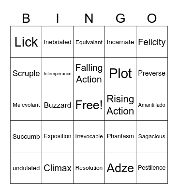 Narrative Bingo Card