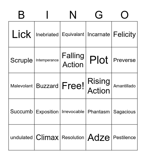 Narrative Bingo Card