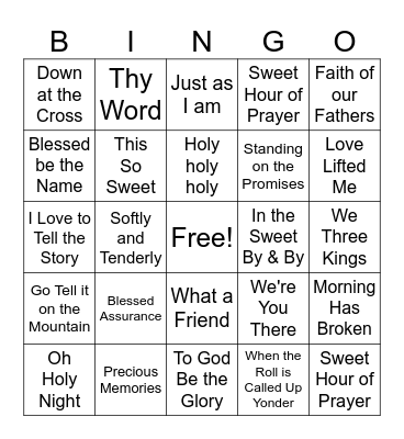Gospel Music Bingo Card