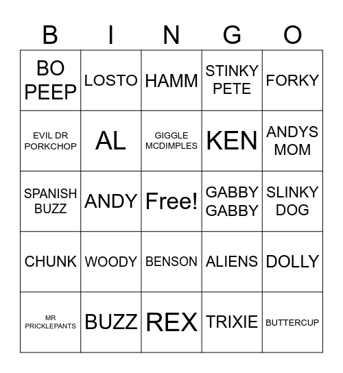 TOY STORY BINGO Card