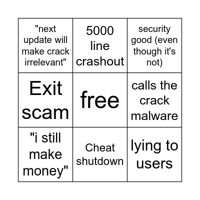 Cheat after crack Bingo Card