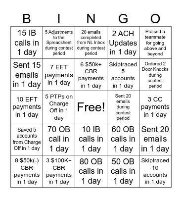 Bingo Bucks Bingo Card