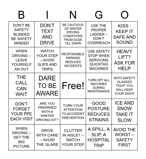 2024 HILLMAN SAFETY BINGO Card