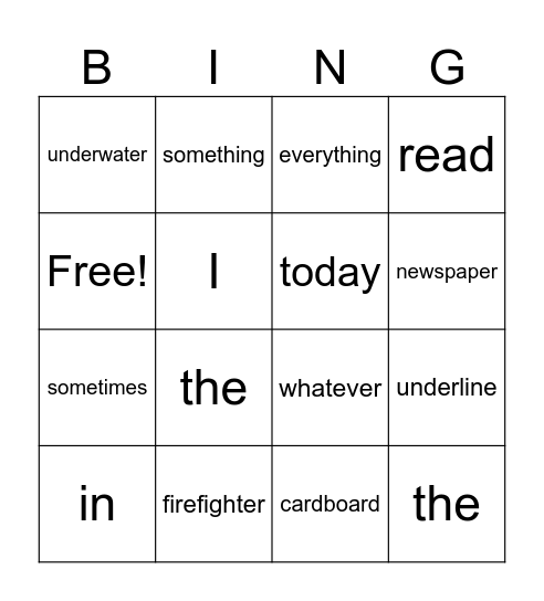 Orange Compound SpellingWords U2W2 Bingo Card