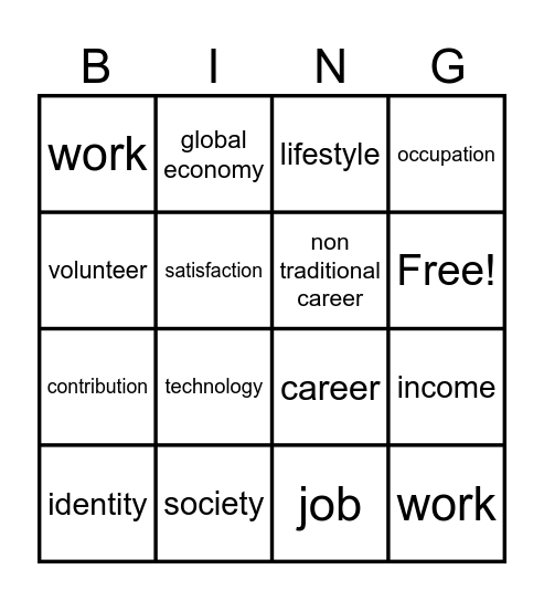 World of Work Bingo Card