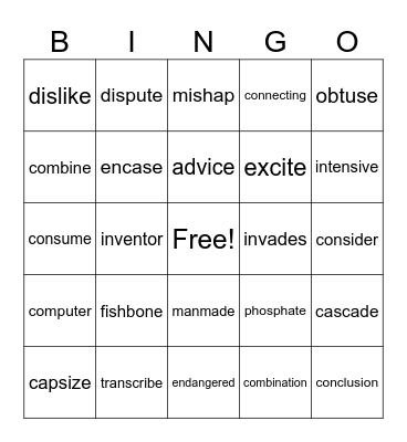 Skill 10 Bingo Card