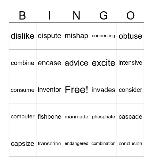 Skill 10 Bingo Card