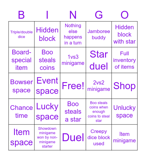 Super Mario Jamboree Bingo Card