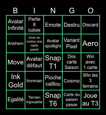 Marvel Snap Bingo Card