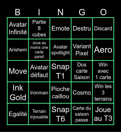 Marvel Snap Bingo Card