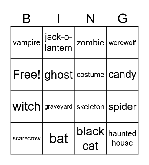Halloween Inferences Bingo Card