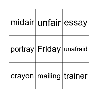ay ai vowel team BINGO Card
