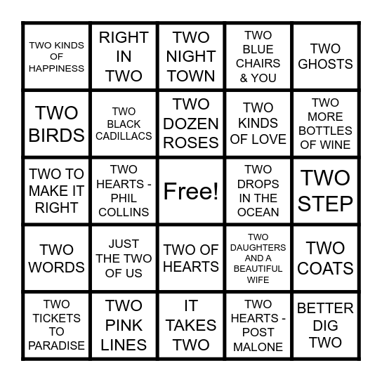 TWO Bingo Card