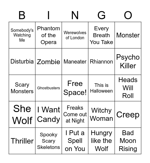 Halloween Bingo Card