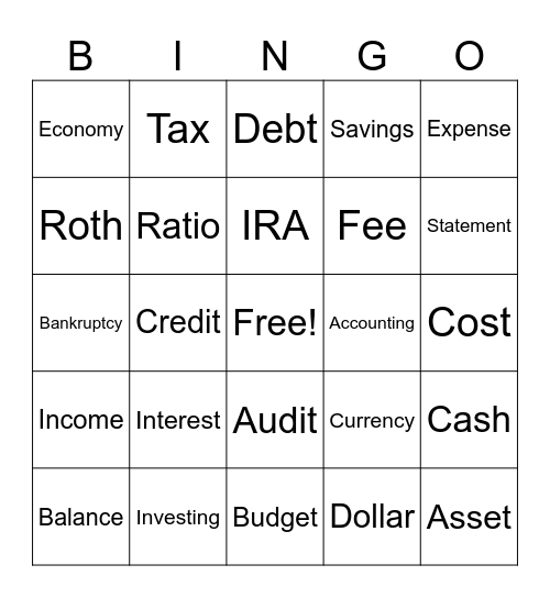 Finance Bingo! Bingo Card