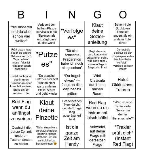 Z-OM 2 Bingo 2024 - Was macht dein Tutor? Bingo Card