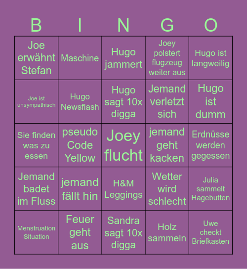 7 vs Wild 4 Bingo Card