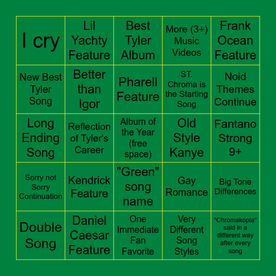 Chromakopia Bingo Card