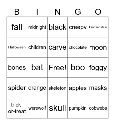Halloween Bingo Card