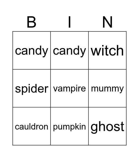 Halloween Bingo Card