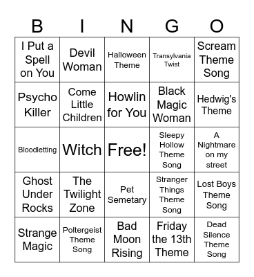 Halloween Singo Bingo Card