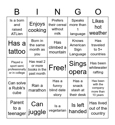 PCH Bingo Card