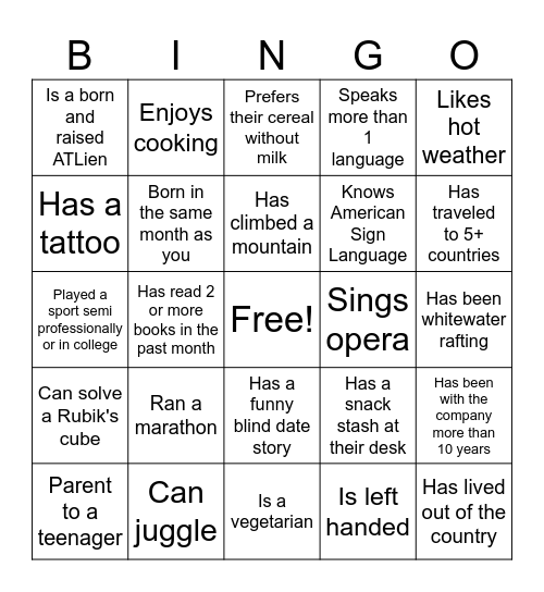 PCH Bingo Card