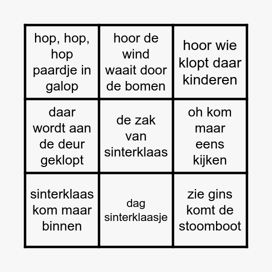 Sinterklaas Bingo Card