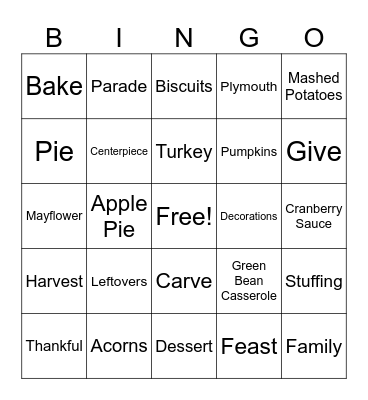 Thanksgiving! Bingo Card